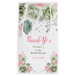 Bolsa De Regalo Pequeña Sage Green and Pink Floral Bridal Shower