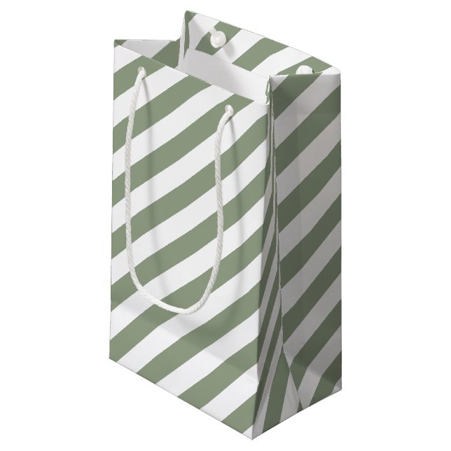 Bolsa De Regalo Pequeña Sage Green and White Stripe (Angulo Anverso)