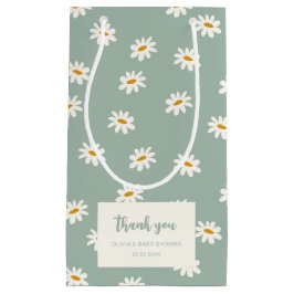 Bolsa De Regalo Pequeña Sage Green Daisy Pattern