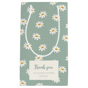 Bolsa De Regalo Pequeña Sage Green Daisy Pattern