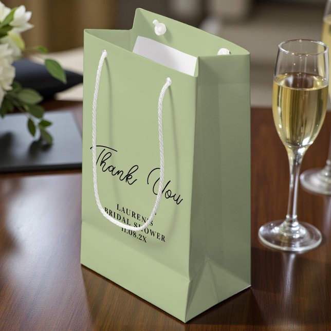 Bolsa De Regalo Pequeña Sage Green Minimalist Bridal Shower Thank You (Subido por el creador)
