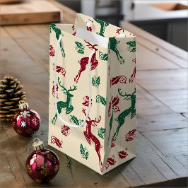 Bolsa De Regalo Pequeña Saltando Venado Y Holly