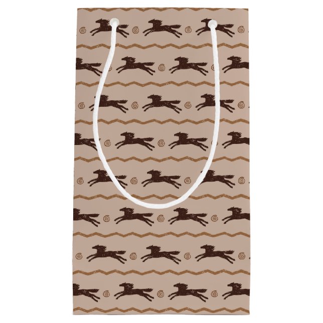 Bolsa De Regalo Pequeña Salvaje caballo galopante Pony en Tan (Anverso)