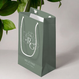 Bolsa De Regalo Pequeña Salvia | Moda Faux Gold Monograma Boda de bienveni