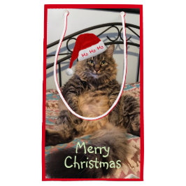 Bolsa de regalo pequeña Santa Cat Ho Ho Ho Ho