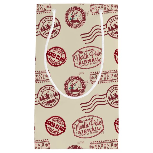 Bolsa De Regalo Pequeña Santa Claus Airmail Holiday (Anverso)