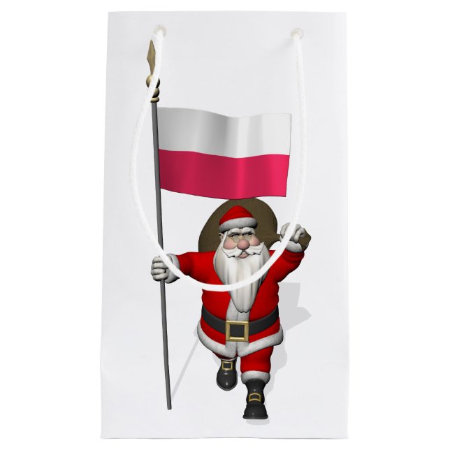 Bolsa De Regalo Pequeña Santa Claus Con Bandera De Polonia (Anverso)