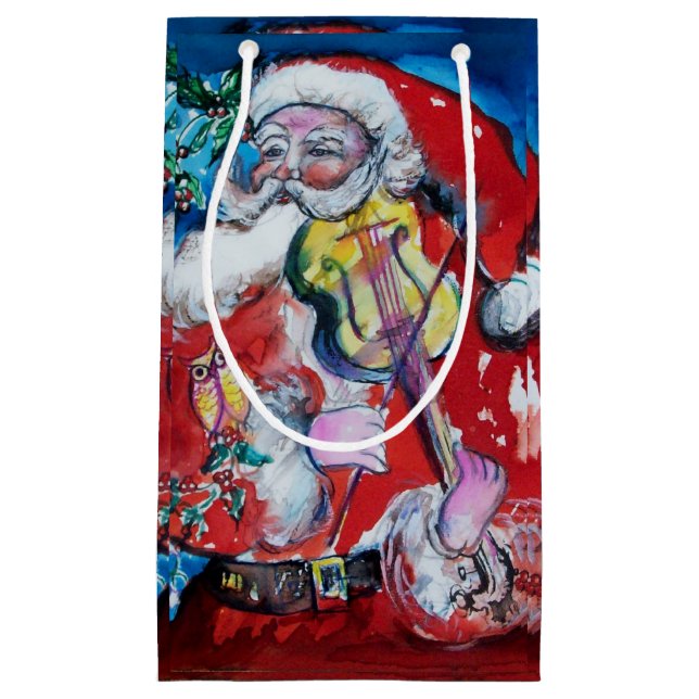 Bolsa De Regalo Pequeña SANTA CLAUS JUGANDO Fiesta DE Navidades DE VIOLÍN (Anverso)