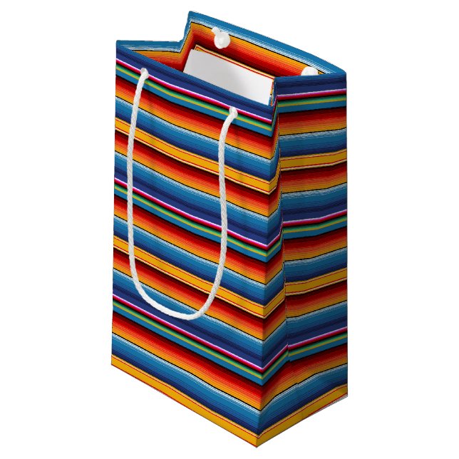 Bolsa De Regalo Pequeña Sarape rojo mexicano de oro azul (Angulo Anverso)
