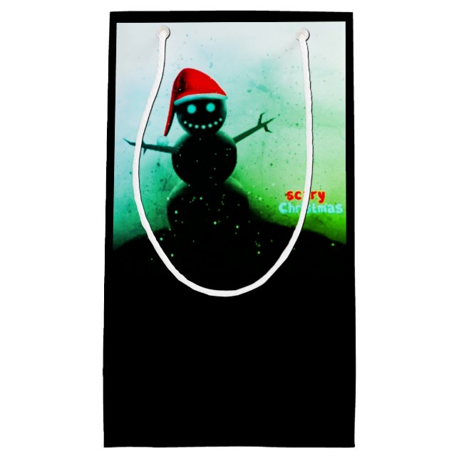 Bolsa De Regalo Pequeña Scary Snowman Gift Bag (Anverso)