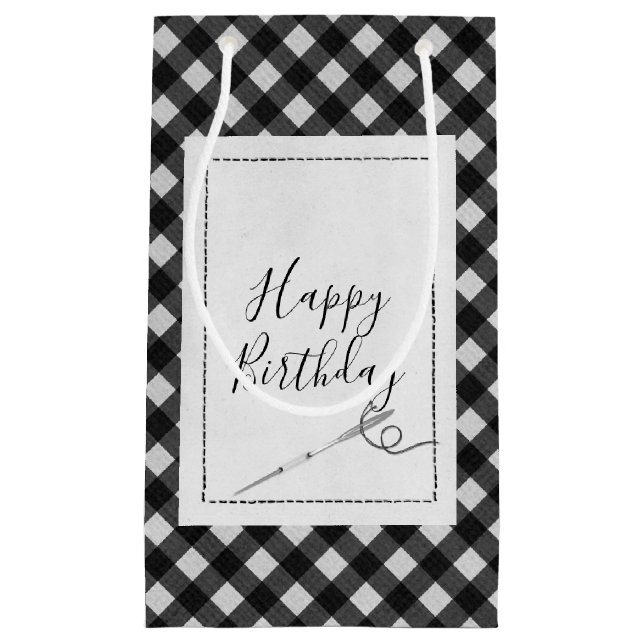 Bolsa De Regalo Pequeña Scoder Needle Birthday Gingham (Anverso)
