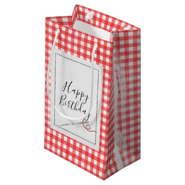 Bolsa De Regalo Pequeña Scoder Needle Birthday Gingham (Angulo Anverso)