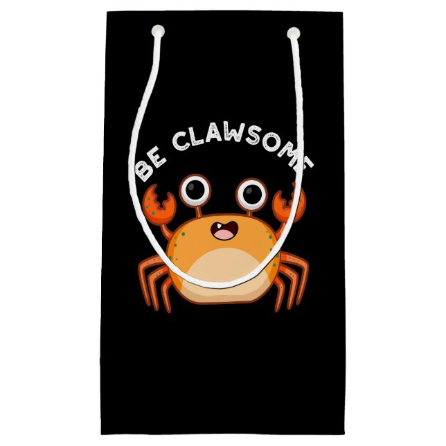 Bolsa De Regalo Pequeña Sea Clawsome Funny Positive Crab Pun Dark BG (Anverso)