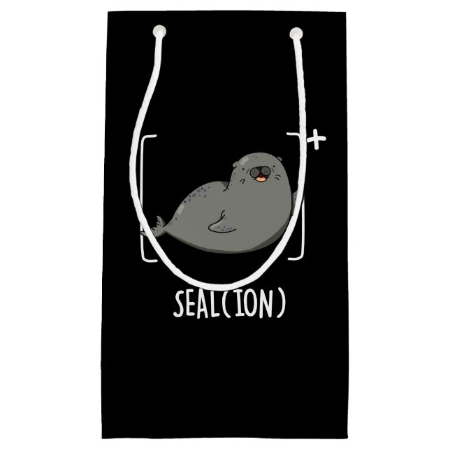 Bolsa De Regalo Pequeña Seal Ion Funny Sea Lion Pun Dark BG (Anverso)