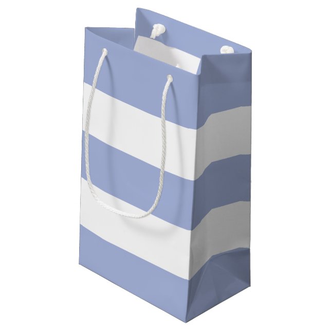 Bolsa De Regalo Pequeña Sencillas franjas blancas azules y elegantes (Angulo reverso)