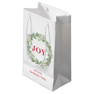 Bolsa De Regalo Pequeña Sencillos Navidades modernos de Wreath Joy