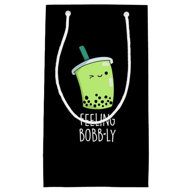 Bolsa De Regalo Pequeña Sensación Bobb-ly Funny Boba Tea Pun Dark BG (Anverso)