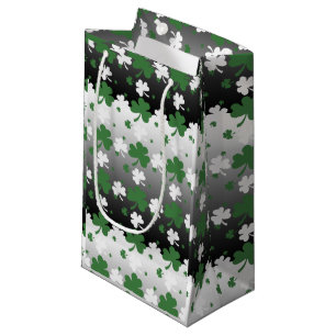 Bolsa De Regalo Pequeña Shamrock, verde y blanco en campo degradado