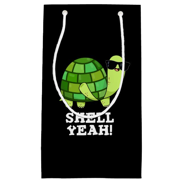 Bolsa De Regalo Pequeña Shell Yeah Funny Tortoise Pun Dark BG (Anverso)
