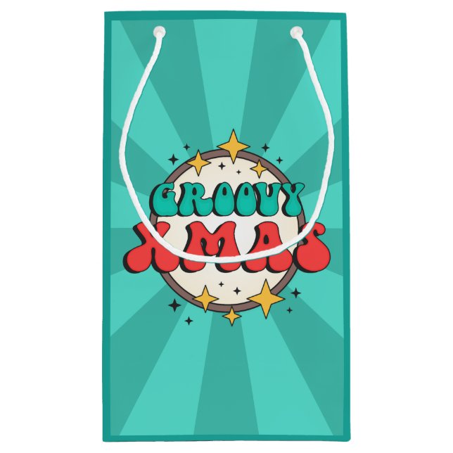 Bolsa De Regalo Pequeña Signo de texto Groovy xmas retro groovy (Reverso)