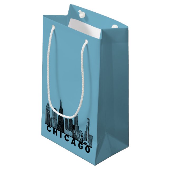 Bolsa De Regalo Pequeña Silueta del horizonte de Chicago (Angulo Anverso)