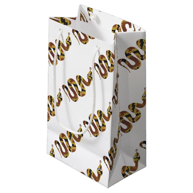Bolsa De Regalo Pequeña Silueta dorada y marrón serpiente (Angulo Anverso)