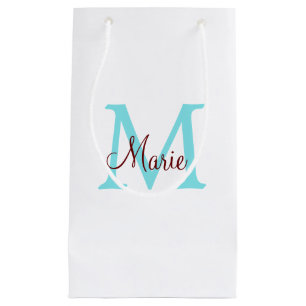 Bolsa De Regalo Pequeña simple minimal añadir nombre monograma rosa rojo