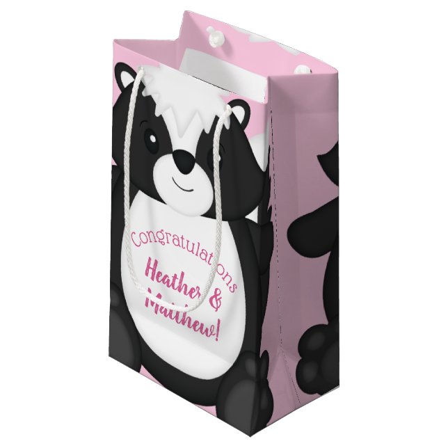 Bolsa De Regalo Pequeña Skunk Baby Shower Pink (Angulo Anverso)