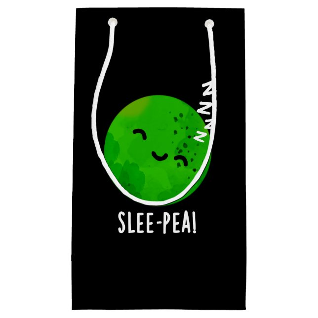 Bolsa De Regalo Pequeña Slee-pea Funny Sleeping Pea Pun Dark BG (Anverso)