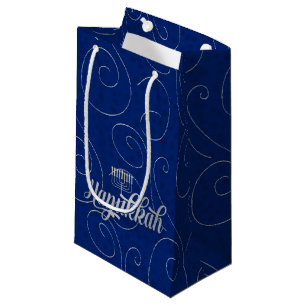 Bolsa De Regalo Pequeña SM - Hanukkah Swirls Blue y Silver