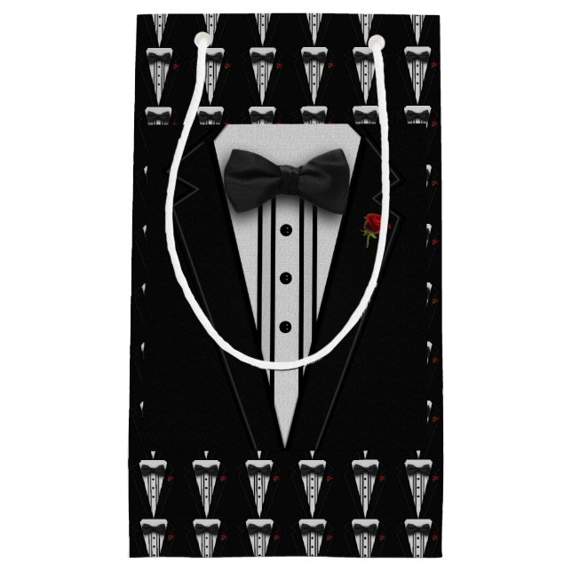 Bolsa De Regalo Pequeña Smoking negro con la pajarita (Anverso)
