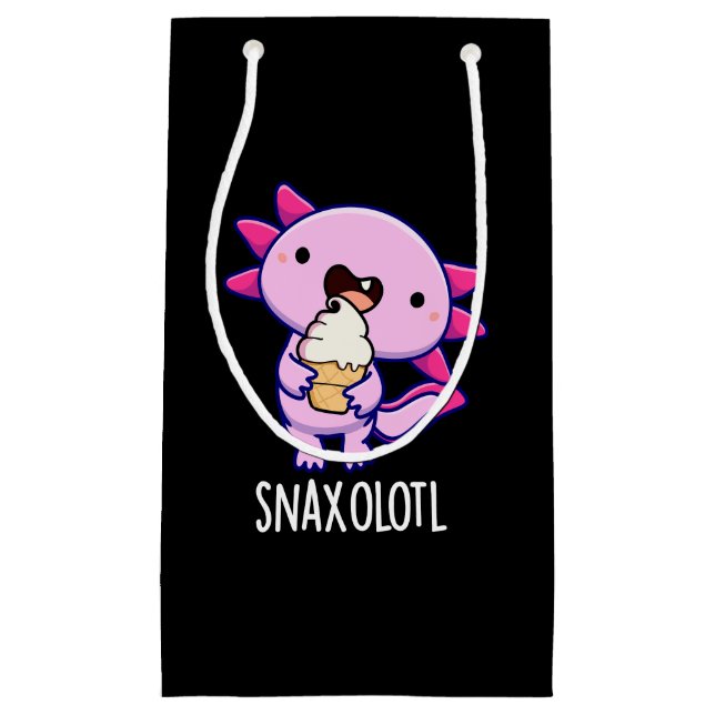 Bolsa De Regalo Pequeña Snaxolotl Funny Axolotl Pun Dark BG (Anverso)