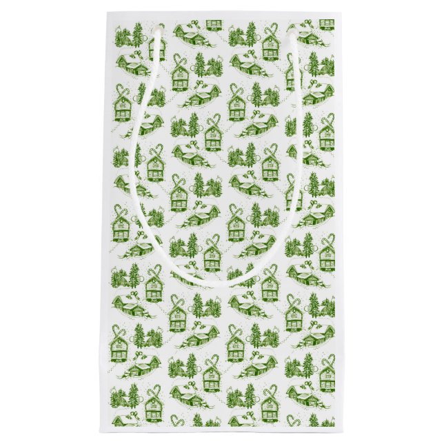 Bolsa De Regalo Pequeña Snowley Navidades Toile | verde (Anverso)