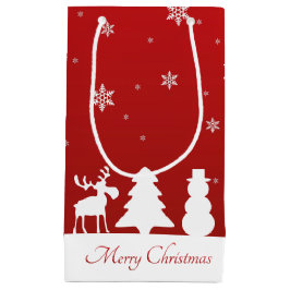 Bolsa De Regalo Pequeña Snowman, reno de árbol de Navidad