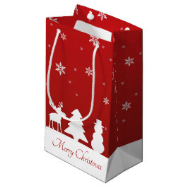Bolsa De Regalo Pequeña Snowman, reno de árbol de Navidad
