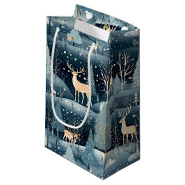 Bolsa De Regalo Pequeña Snowy Night Deer Field