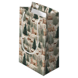 Bolsa De Regalo Pequeña Snowy Village Cream