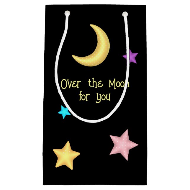 Bolsa De Regalo Pequeña Sobre la luna estrellas planeta Personalizado text (Anverso)