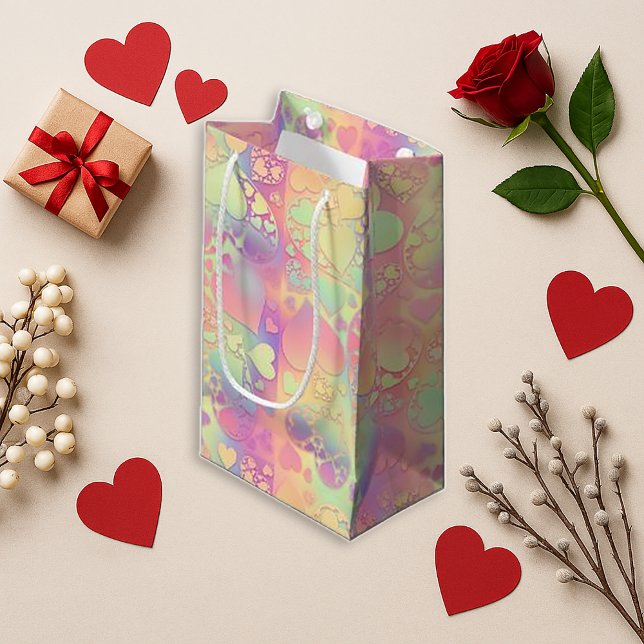 Bolsa De Regalo Pequeña Soft Rainbow Pastel Kawaii Heart Pattern Design (Subido por el creador)