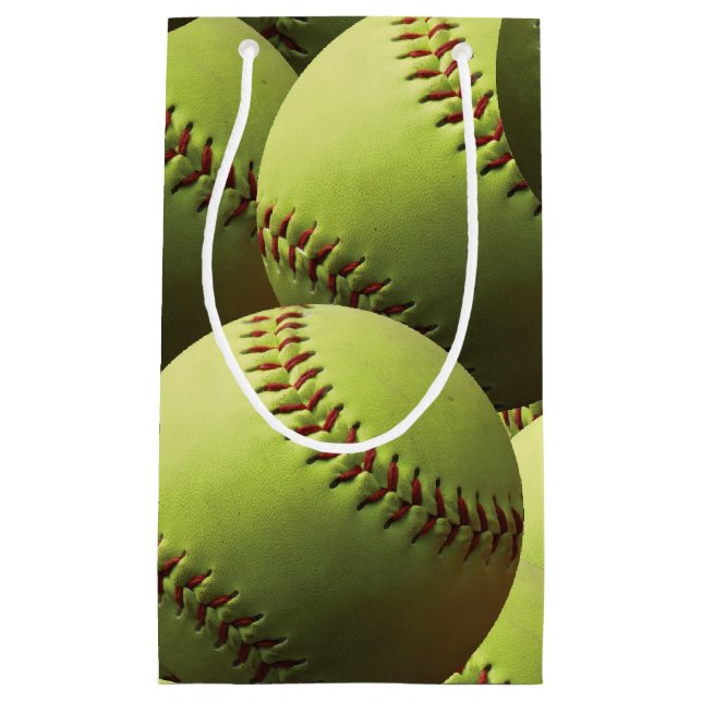 Bolsa De Regalo Pequeña Softball amarillos por todas partes (Anverso)