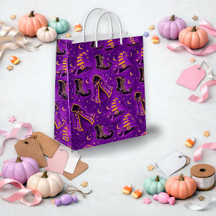 Bolsa De Regalo Pequeña Sombrero de Bruja Morado Espeluznante Halloween
