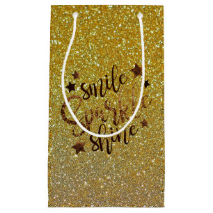 Bolsa De Regalo Pequeña Sonrisa de oro purpurina, espuma, bribón