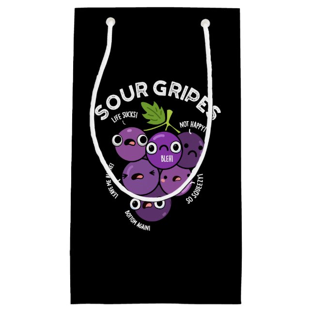 Bolsa De Regalo Pequeña Sour Gripes Funny Grape Fruit Pun Dark BG (Anverso)