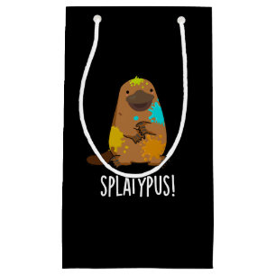Bolsa De Regalo Pequeña Splatypus Funny Animal Platypus Pun Dark BG