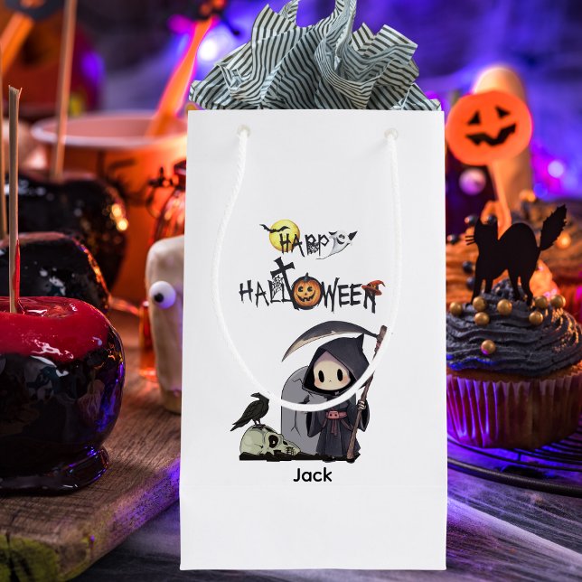 Bolsa De Regalo Pequeña Spooky Grim Reaper Graveyard Crow Gothic Halloween (Subido por el creador)