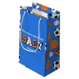 Bolsa De Regalo Pequeña Sports Baby Shower Co-ed Theme Boy Blue