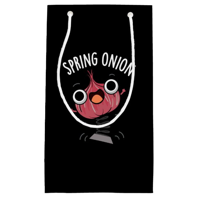 Bolsa De Regalo Pequeña Spring Onion Funny Veggie Pun Dark BG (Anverso)