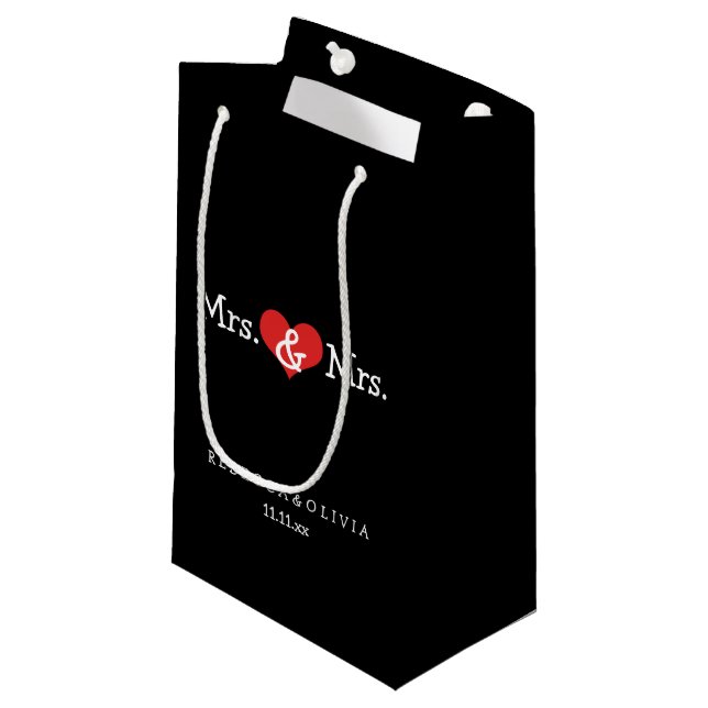 Bolsa De Regalo Pequeña Sra. y Sra. Two Brides Boda Personalizable (Angulo Anverso)