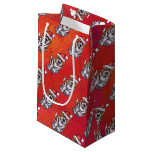 Bolsa De Regalo Pequeña St. Bernard en patrón Gorra en rojo
