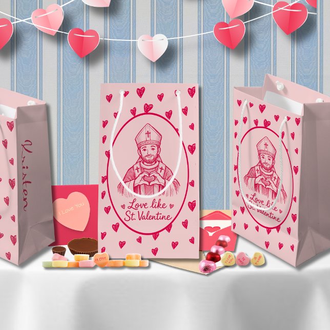 Bolsa De Regalo Pequeña St Valentine Catholic Pink Heart Sketch Artwork (Subido por el creador)